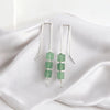 Cube - Green Aventurine & Silver Threaders Earrings Bijou by SAM   