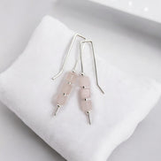 Cube - Rose Quartz & Silver Threaders Earrings Bijou by SAM   