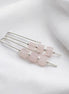 Cube - Rose Quartz & Silver Threaders Earrings Bijou by SAM   