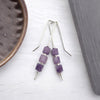 Cube - Silver & Amethyst Threaders Earrings Bijou by SAM   