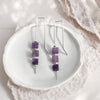 Cube - Silver & Amethyst Threaders Earrings Bijou by SAM   