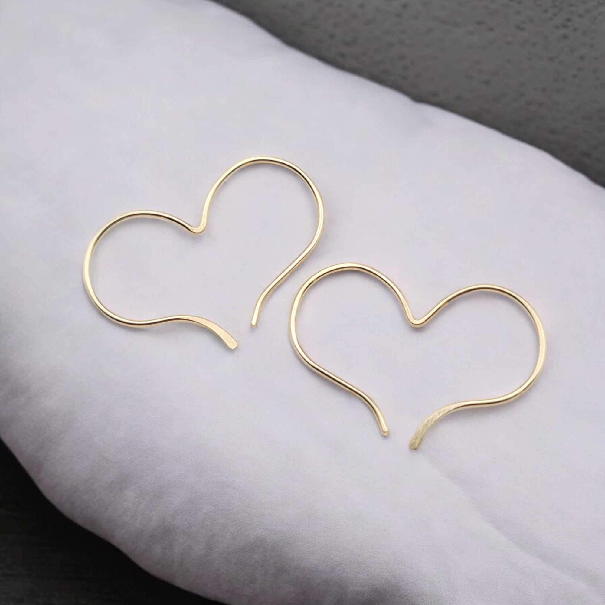 Heart - Gold or Silver Heart Threaders Earrings Bijou by SAM Gold Filled with Silver