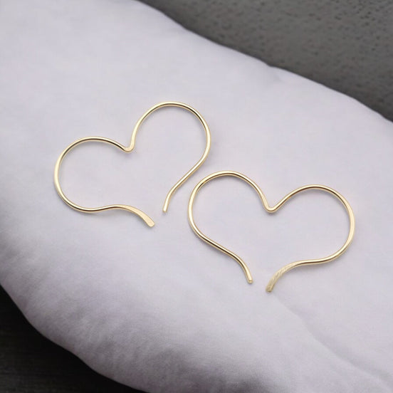 Heart - Gold or Silver Heart Threaders Earrings Bijou by SAM Gold Filled with Silver