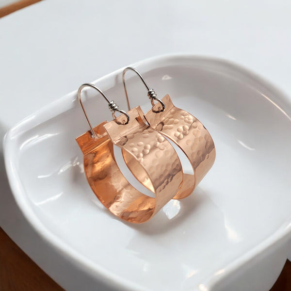 Luxe - Hammered Copper Hoops Earrings Etsy   