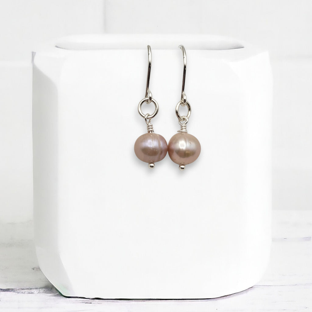 Pearl - Silver & Purple Lavendar Dangle Earrings Bijou by SAM   