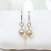 Pearl - Silver & Light Peach Dangle Earrings Bijou by SAM   