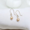 Pearl - Silver & Light Peach Dangle Earrings Bijou by SAM   