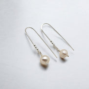 Pearl - Silver & Ivory Threader Earrings Bijou by SAM   