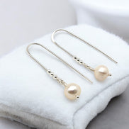 Pearl - Silver & Ivory Threader Earrings Bijou by SAM   