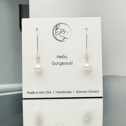 Pearl - Silver & Ivory Threader Earrings Bijou by SAM   