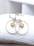 Pearl - Silver & Peach Hoops Earrings Bijou by SAM   