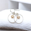 Pearl - Silver & Peach Hoops Earrings Bijou by SAM   