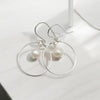 Pearl - Silver and Ivory Hoops Earrings Bijou by SAM   