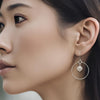 Pearl - Silver and Ivory Hoops Earrings Bijou by SAM   