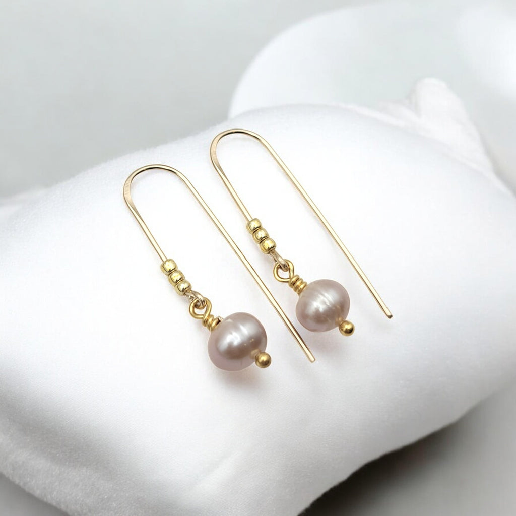 Pearl - Gold & Purple Threader Earrings Bijou by SAM   