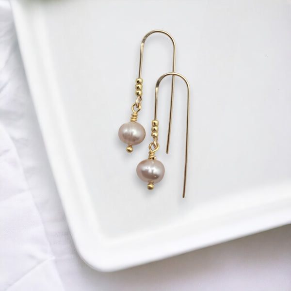 Pearl - Gold & Purple Threader Earrings Bijou by SAM   