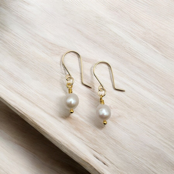 Pearl - Gold  & Ivory Dangle Earrings Bijou by SAM   