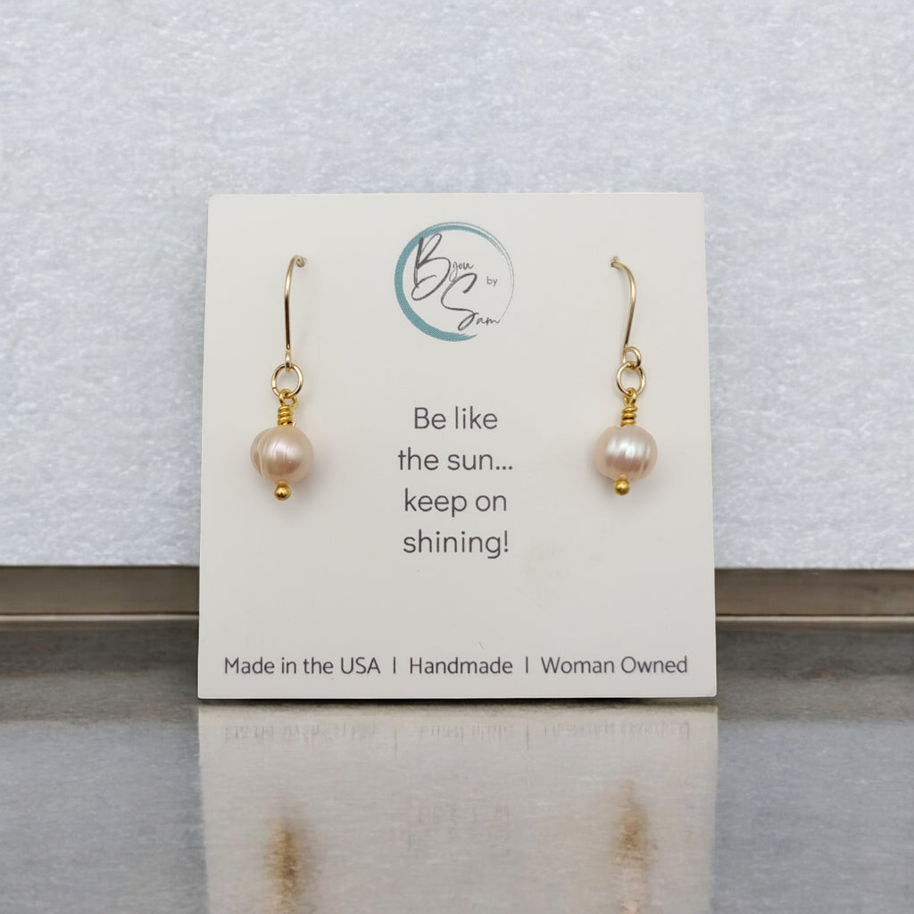 Pearl - Gold & Peach Earrings Bijou by SAM   