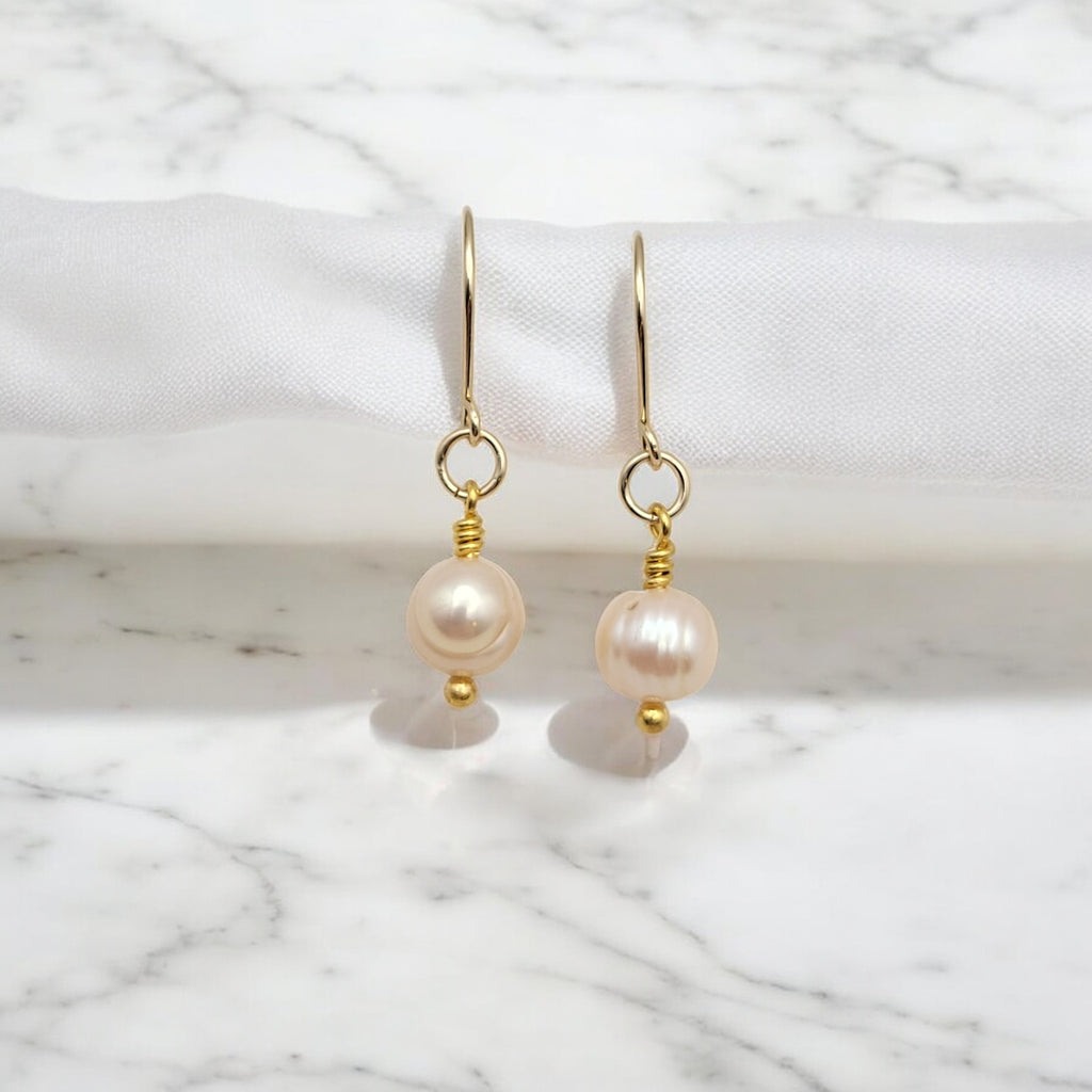 Pearl - Gold & Peach Earrings Bijou by SAM   