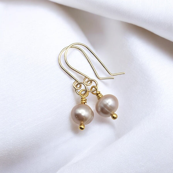 Pearl - Gold & Lavendar Pearl Earrings Bijou by SAM   