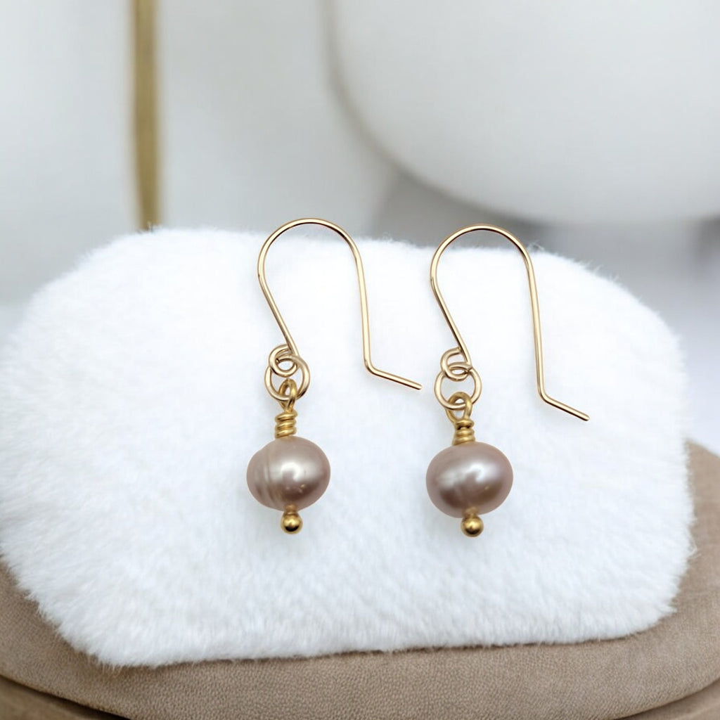 Pearl - Gold & Lavendar Pearl Earrings Bijou by SAM   