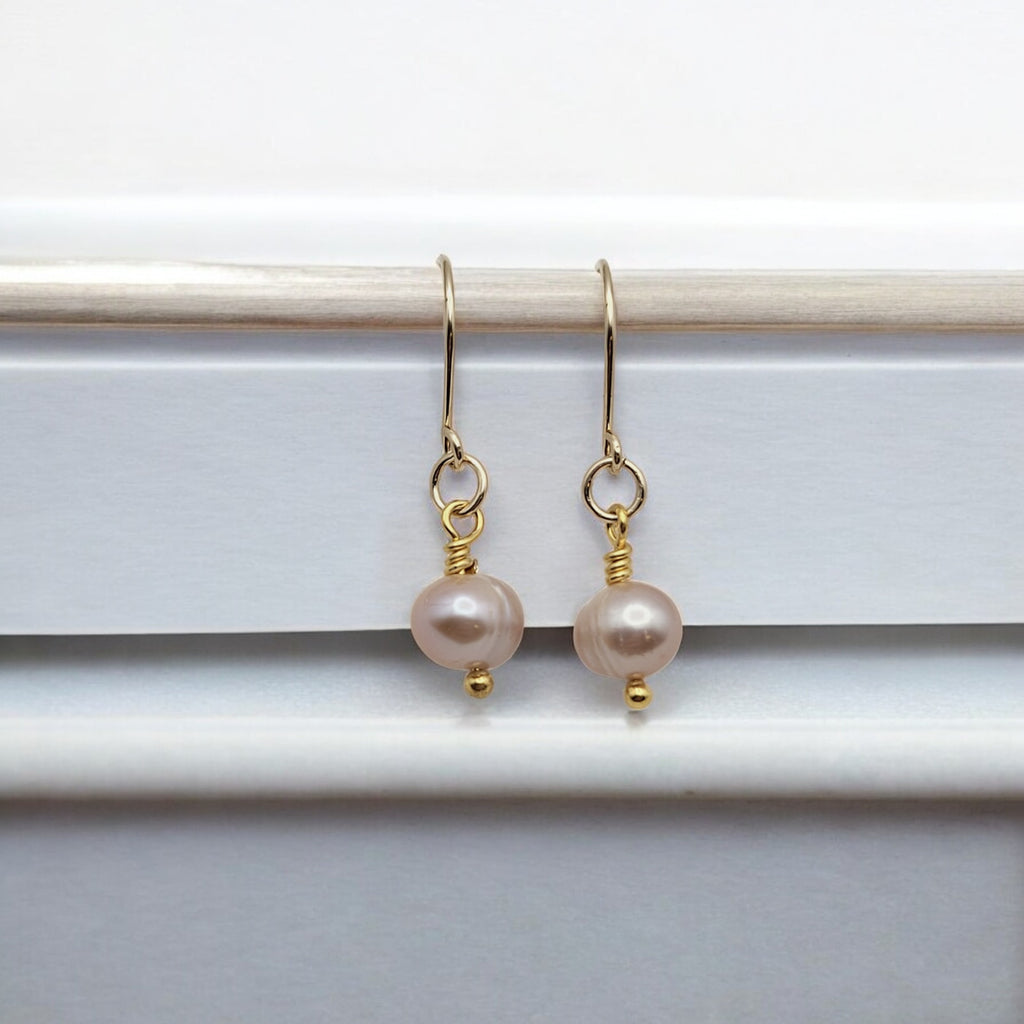 Pearl - Gold & Lavendar Pearl Earrings Bijou by SAM   