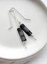 Mystique - Silver & Black Snowflake Obsidian Bar Threaders Earrings Bijou by SAM
