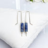 Mystique - Silver & Blue Aventurine Bar Threaders Earrings Bijou by SAM