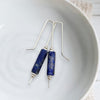 Mystique - Silver & Lapis Threader Bar Earrings Earrings Bijou by SAM