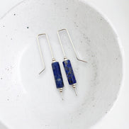 Mystique - Silver & Lapis Threader Bar Earrings Earrings Bijou by SAM