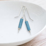 Mystique - Silver & Larimar Bar Threader Earrings Bijou by SAM