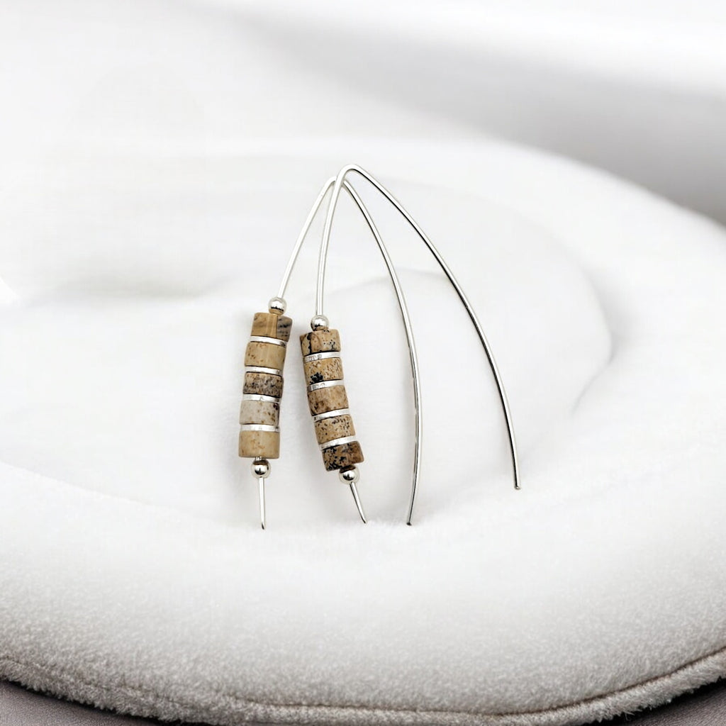 Wish - Silver & Picture Jasper Earrings Bijou by SAM