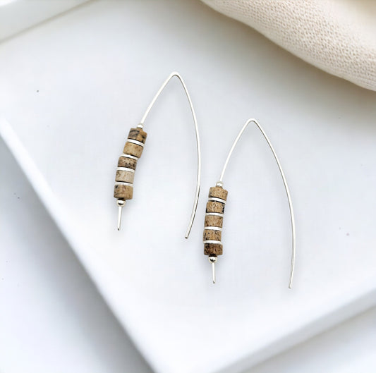 Wish - Silver & Picture Jasper Earrings Bijou by SAM