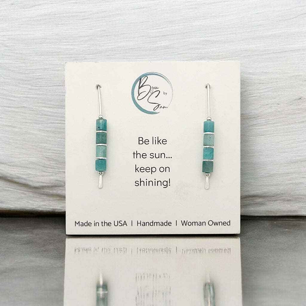 Wish - Silver & Green Amazonite Earrings Bijou by SAM