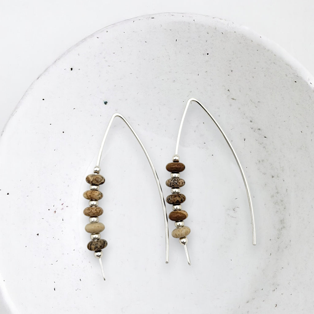 Wish - Silver & Picture Jasper Earrings Bijou by SAM