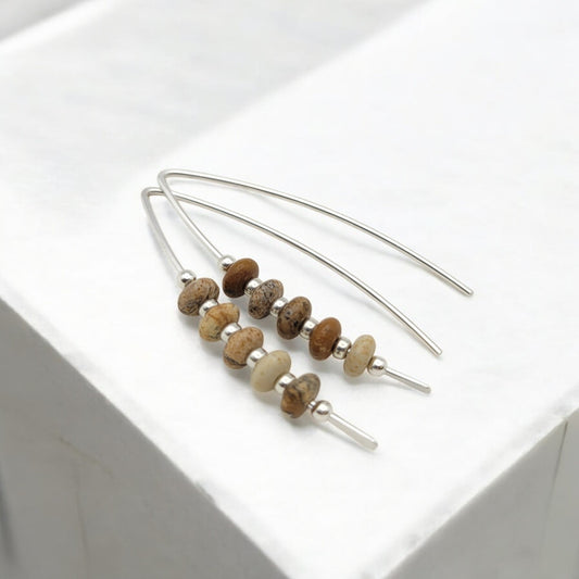 Wish - Silver & Picture Jasper Earrings Bijou by SAM