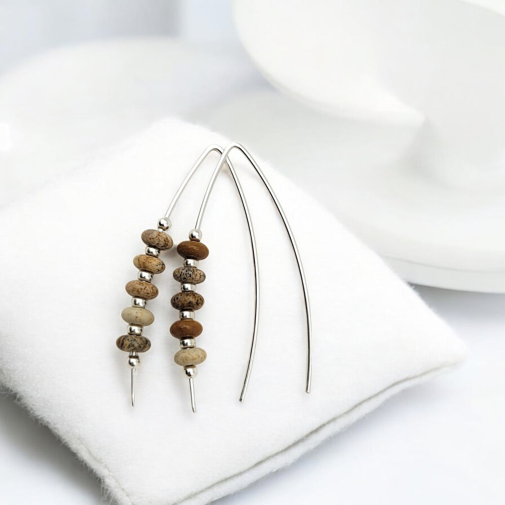 Wish - Silver & Picture Jasper Earrings Bijou by SAM