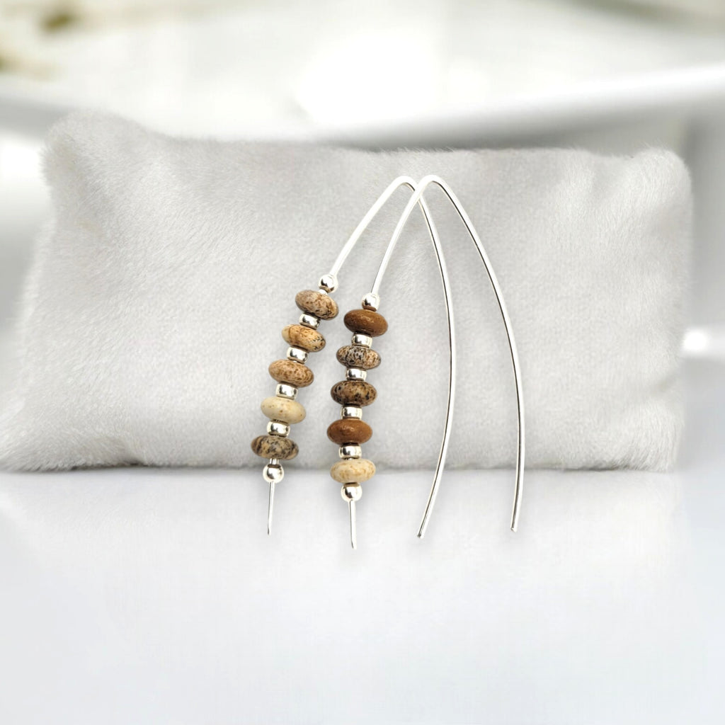 Wish - Silver & Picture Jasper Earrings Bijou by SAM