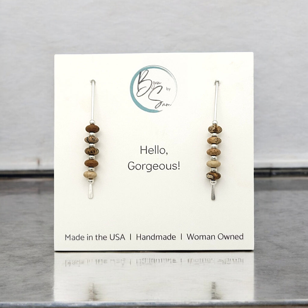 Wish - Silver & Picture Jasper Earrings Bijou by SAM