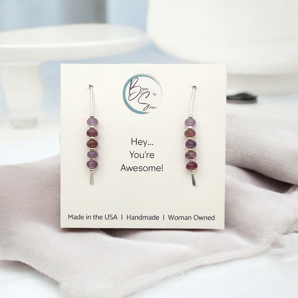 Wish - Silver & Lepidolite Crystal Earrings Bijou by SAM