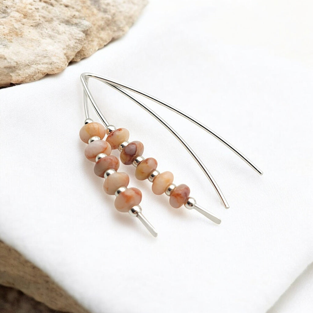 Wish - Silver & Red Line Jasper Earrings Bijou by SAM