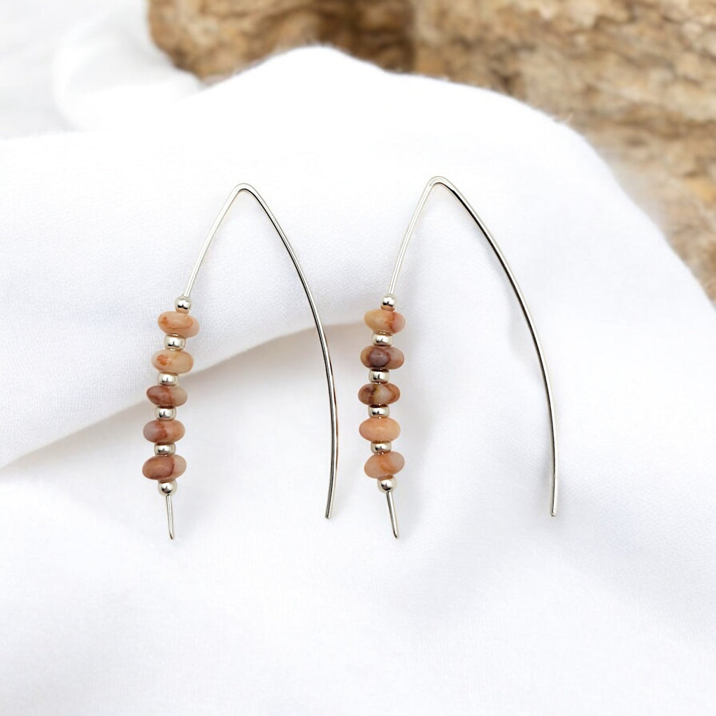 Wish - Silver & Red Line Jasper Earrings Bijou by SAM