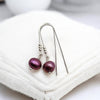 Pearl - Silver & Cranberry Threaders Earrings Bijou by SAM