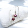 Pearl - Silver & Cranberry Threaders Earrings Bijou by SAM