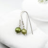 Pearl - Silver & Dark Lime Green Threaders Earrings Bijou by SAM