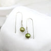 Pearl - Silver & Dark Lime Green Threaders Earrings Bijou by SAM