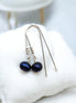 Pearl - Silver & Royal Blue Threaders Earrings Bijou by SAM