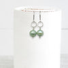 Pearl - Silver & Light Green Dangle Earrings Bijou by SAM