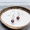 Pearl - Silver & Cranberry Earrings Bijou by SAM