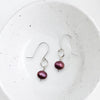 Pearl - Silver & Cranberry Earrings Bijou by SAM